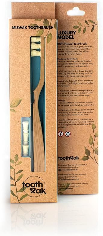TOOTHWAK Luxury Edition Miswak Natural 3 Ba l  K llar Ah ap Di  F r as , 6 De i tirilebilir Siwak K ll  ve Do al Beyaz Di ler i in Mineral Kaplama - Sert