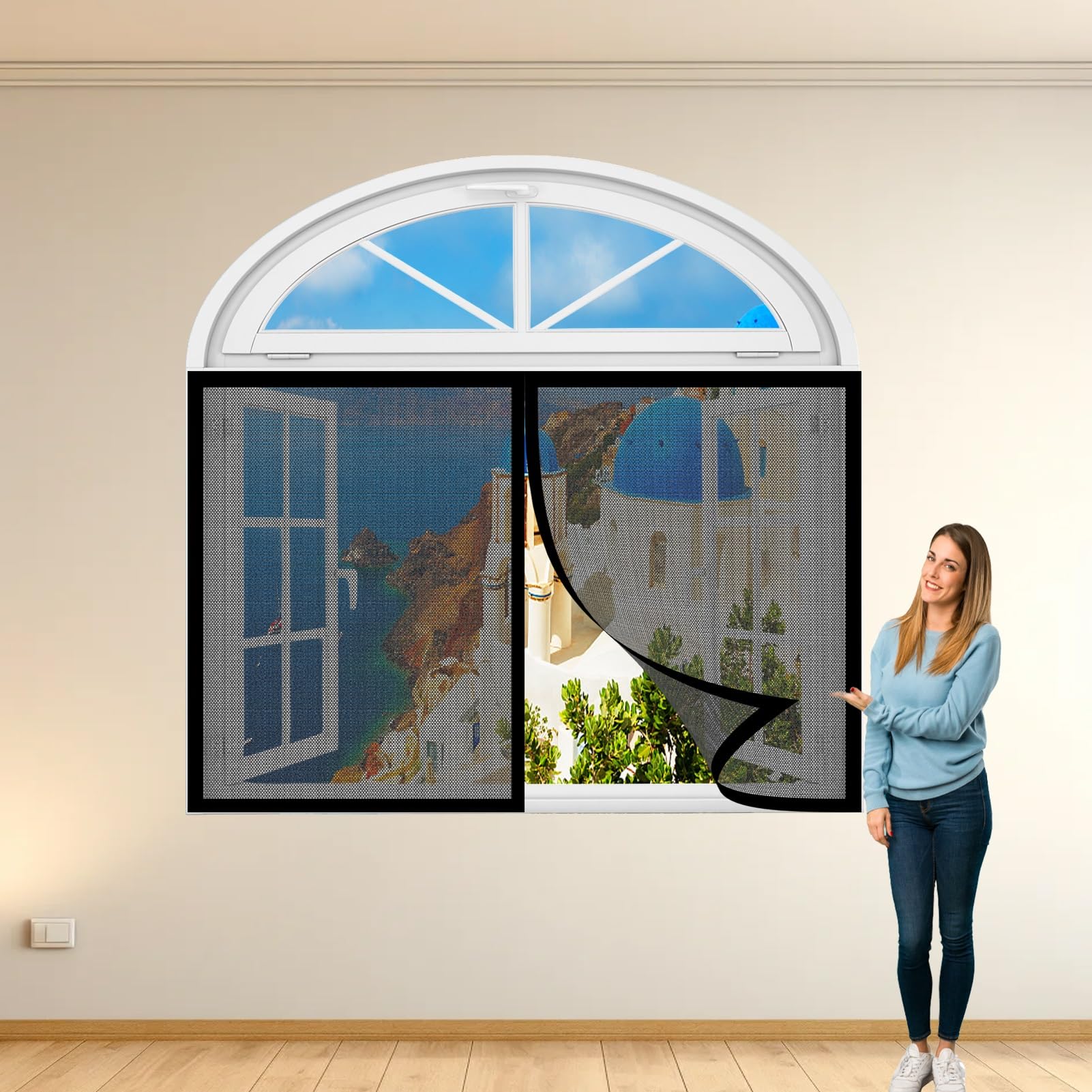 Fly Screens for Windows 146 x 188 cm Keep Fly/Mosquito Out Insect Mesh Mosquito Net Window Excellent Airflow for Windows, Black