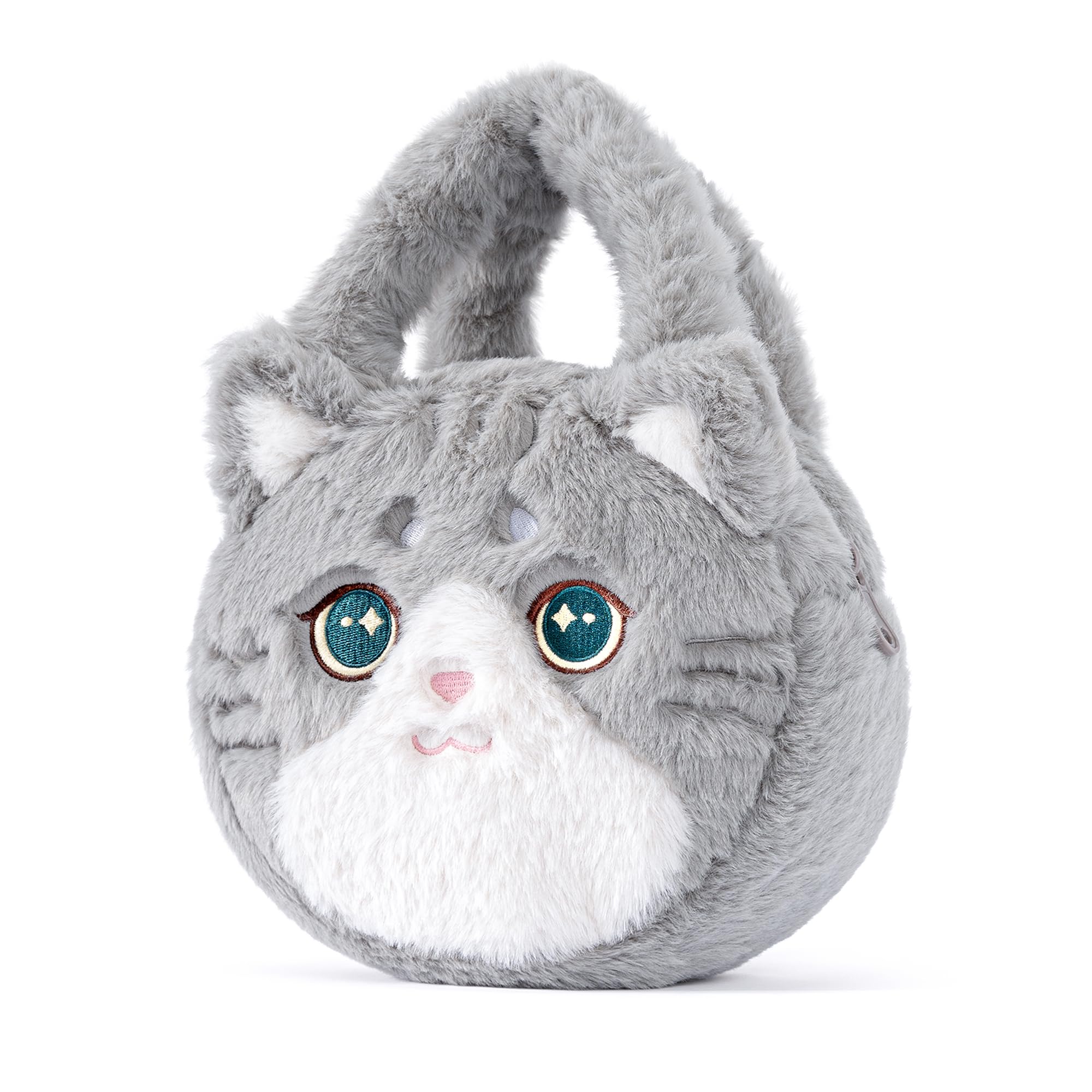 LazadaCat Plush Handbag for Kids Soft Kitty Handbag Kids Cat Handbag Christmas Gifts for Girls Gray Gray 7-Inch, A005 Gray cat, 9", Plush Handbag