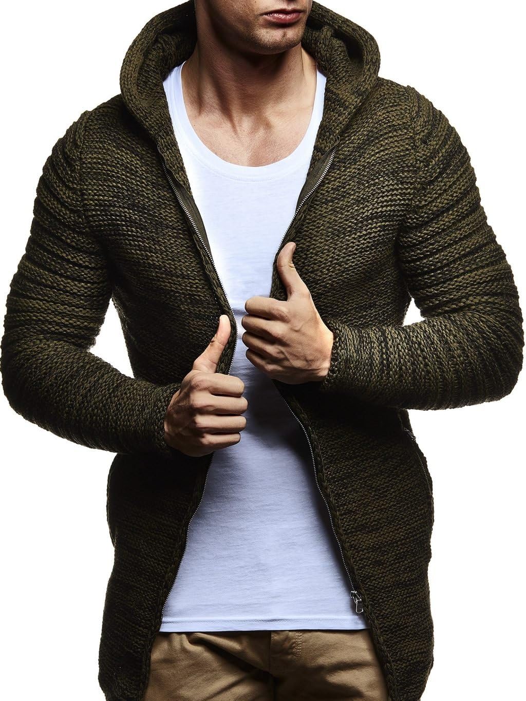 Leif Nelson LN20741 Men's Zip Knit Hoodie Slim Fit