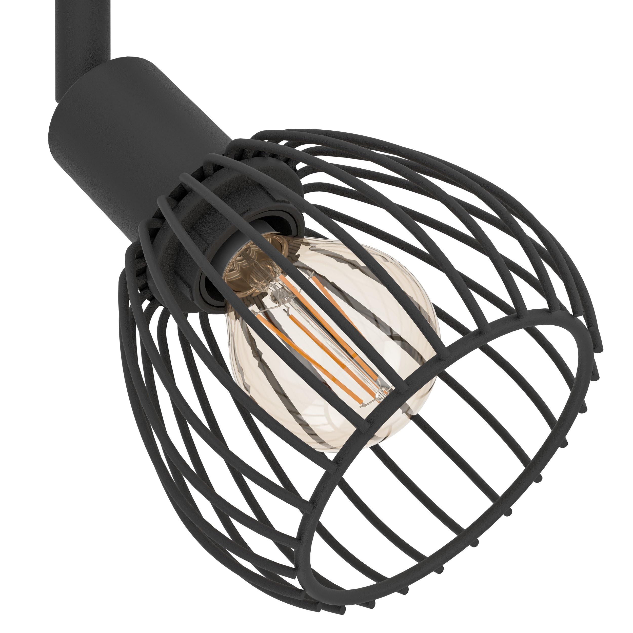 EGLO Deckenstrahler Sonnino, Deckenlampe 3-fach | Deckenleuchte Industrial mit schwenkbaren Spots aus schwarzem Metall, Deckenspots mit E14 Fassung