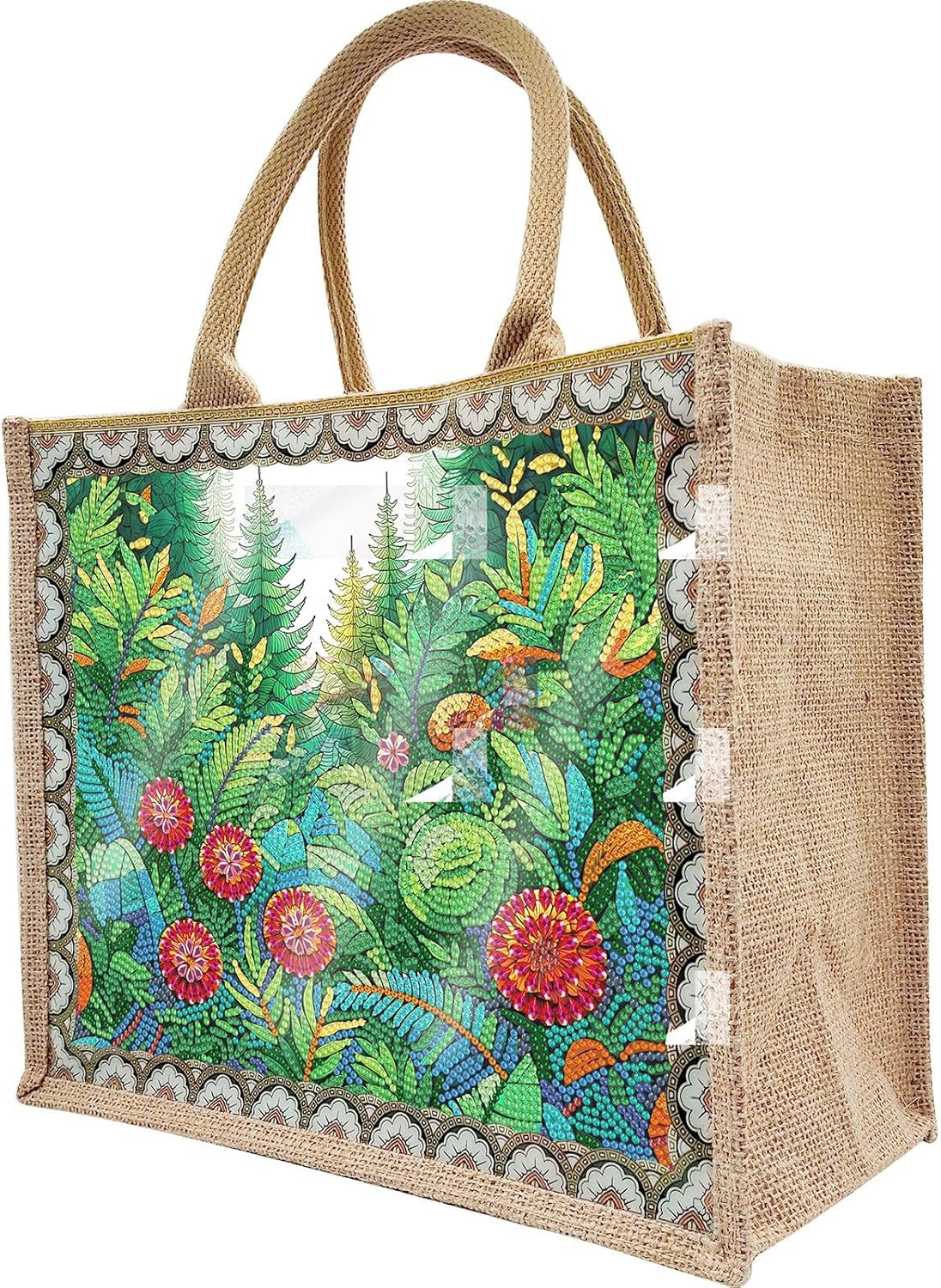 5D Art Painting Tote Bag Kit, DIY 5D Art Painting Handbag Kits, Diamond Art Bag for Home Organizer (Single Side Dot Diamond)