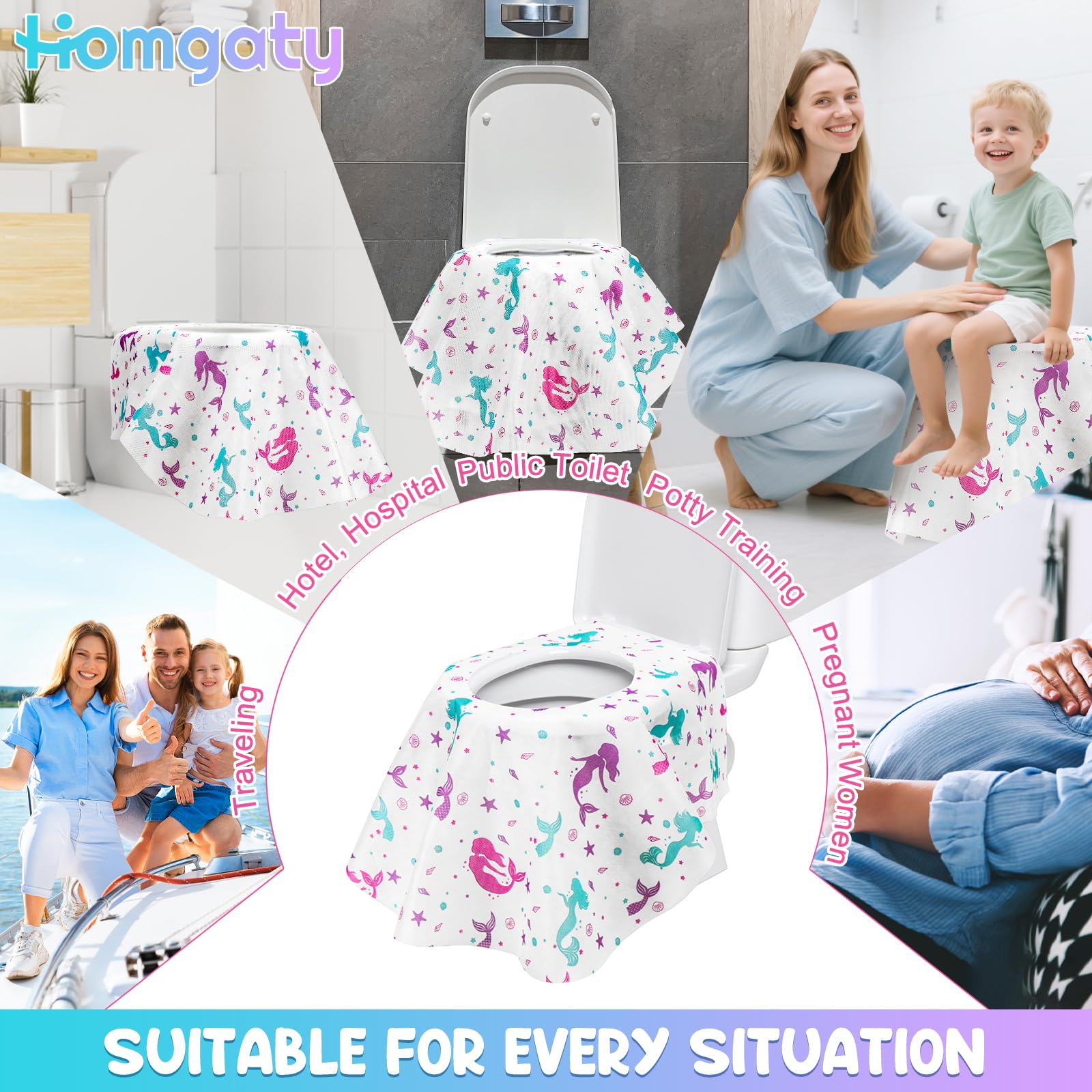 Copriwater Monouso XL 20 Pezzi per Bambini, Sovradimensionato per WC, Ospedale, Ufficio