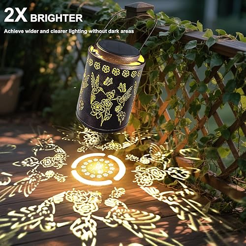 Miniatura 3 de Luces solares mejoradas de colibrí para decoración de jardín exterior, regalos para mujeres, mamá, abuela, faroles solares colgantes de metal para