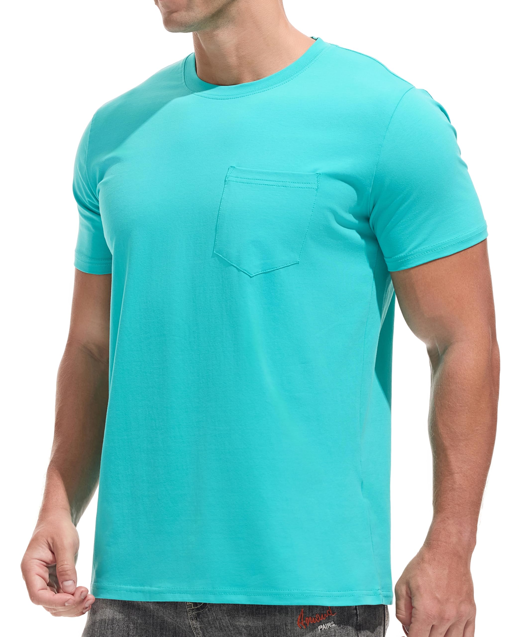 JEEGAL Pocket Tee Men - Premium Cotton T-Shirt with Chest Pocket |Classic Men's Pocket T Shirt for Casual