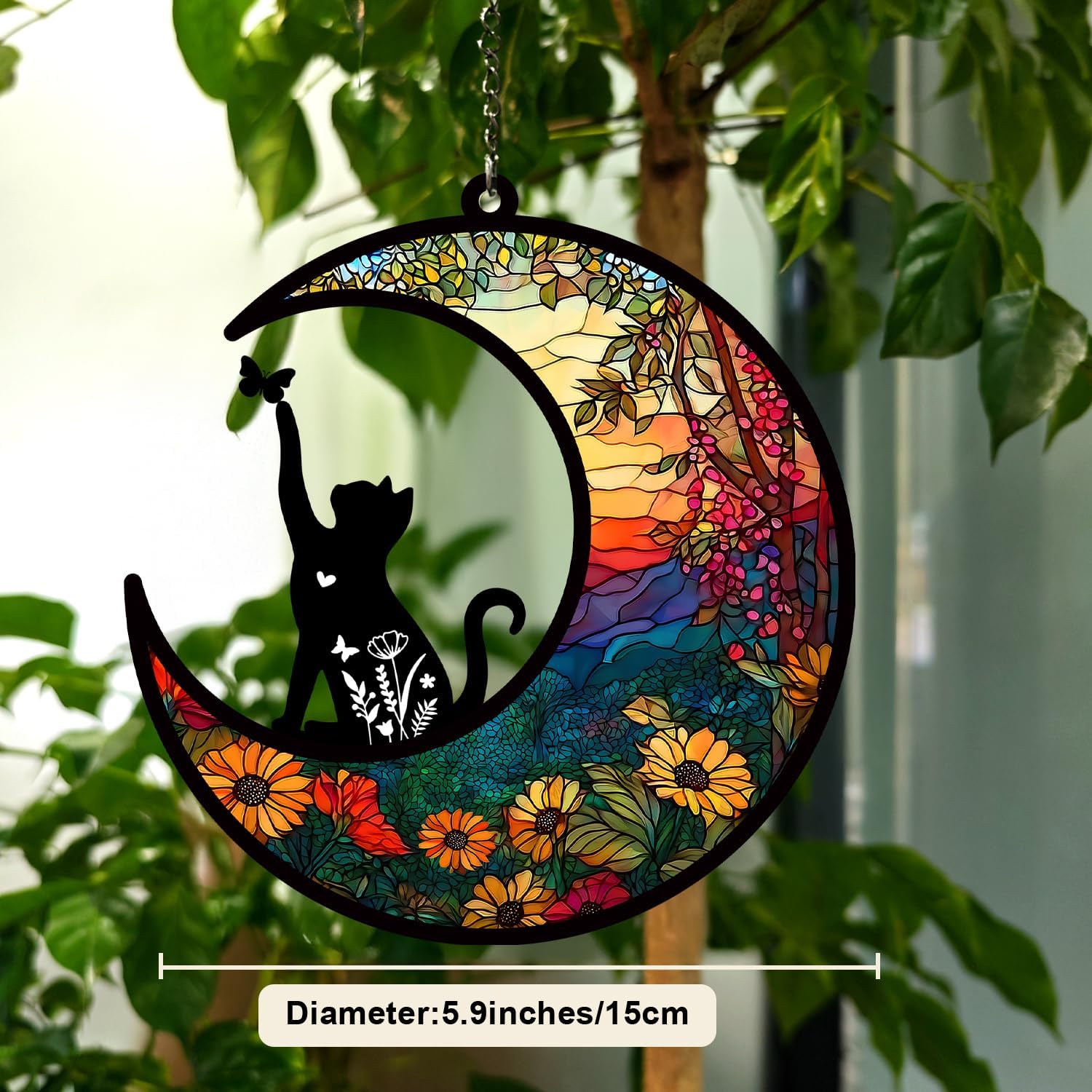 Memorial Picture Fram&Cat Memorial Suncatcher Gift Set, Pet Picture Frame, Sympathy Gifts for Loss of Loved Pet, Bereavement Gifts for Loss of Cat, Remembrance Photo Frame or Memorial Gift, Fits 4x6In Photo(MXK01)