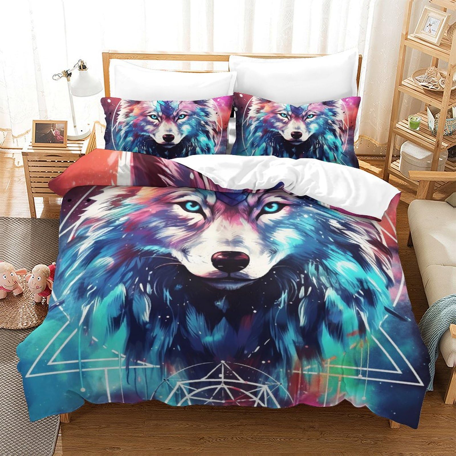 Parure de couette imprimé loup sauvage 3D pour transformer l'ambiance de votre chambre