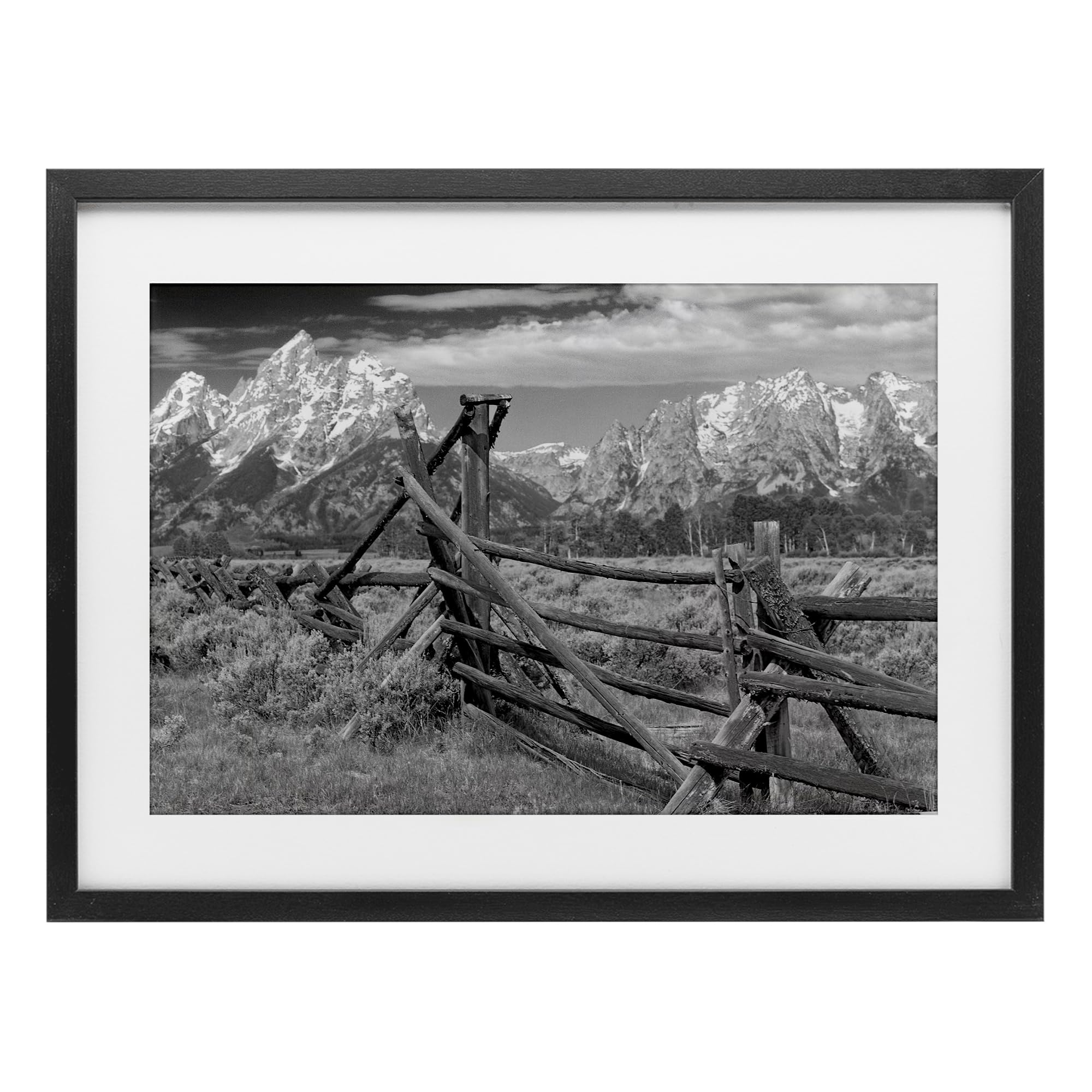 Grand Tetons affiche décoration murale nature cadre blanc sous verre Stupell Industries