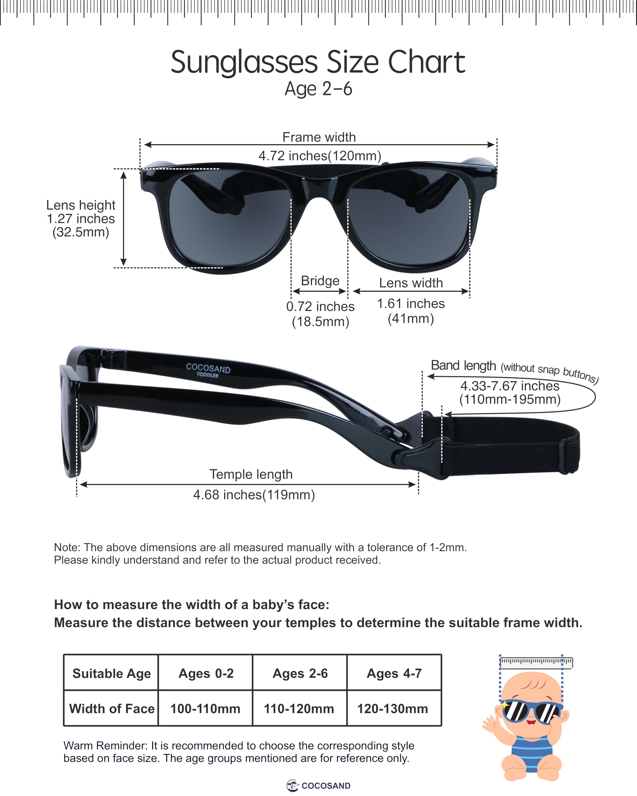 COCOSAND Lunettes de soleil pour enfants avec sangle polarisée et monture flexible en silicone souple pour tout-petits garçons filles âgés de 2 à 6 ans