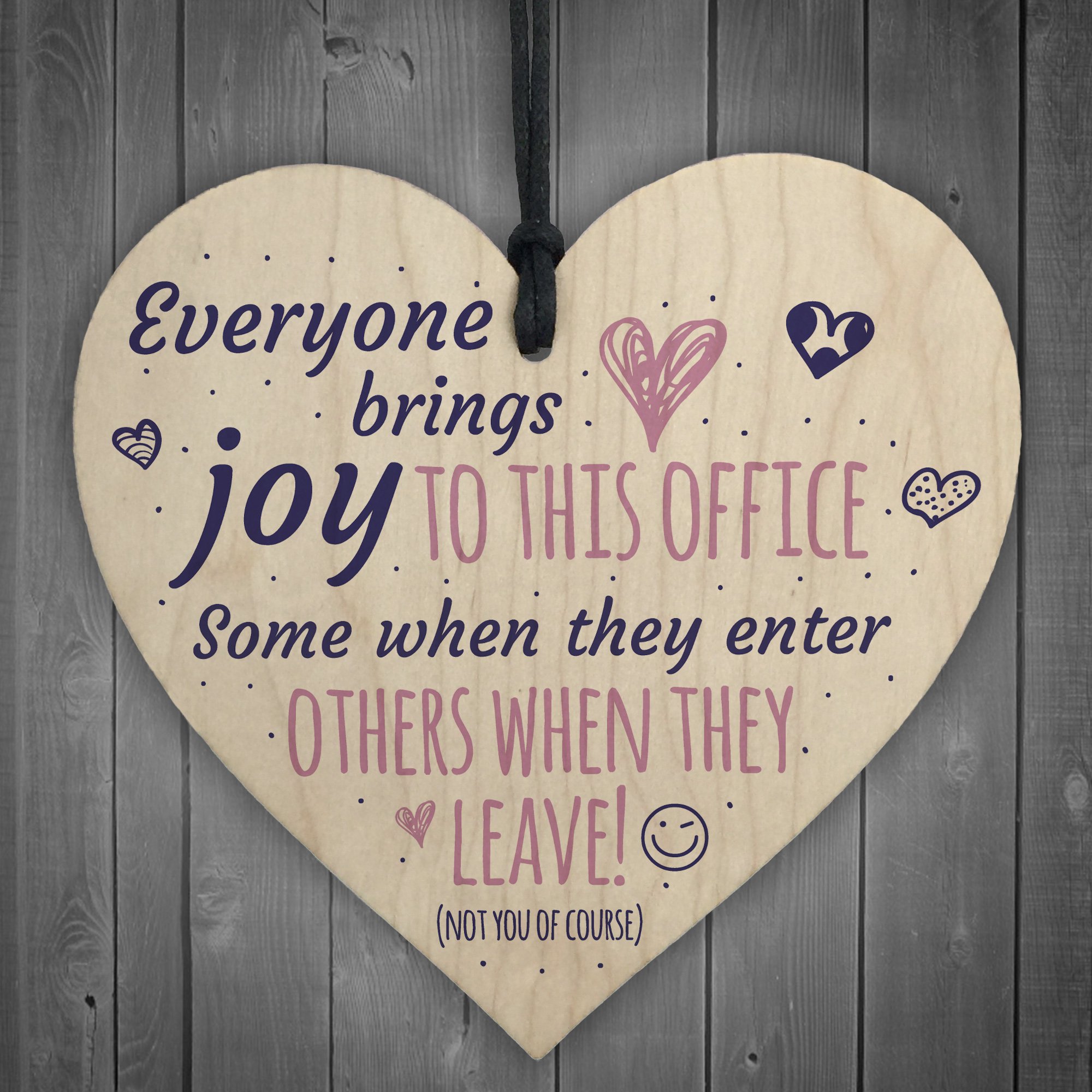 Red Ocean Bring Joy To The Office Colleague Novelty Wooden Hanging Heart Leaving Gift Home Office Plaque