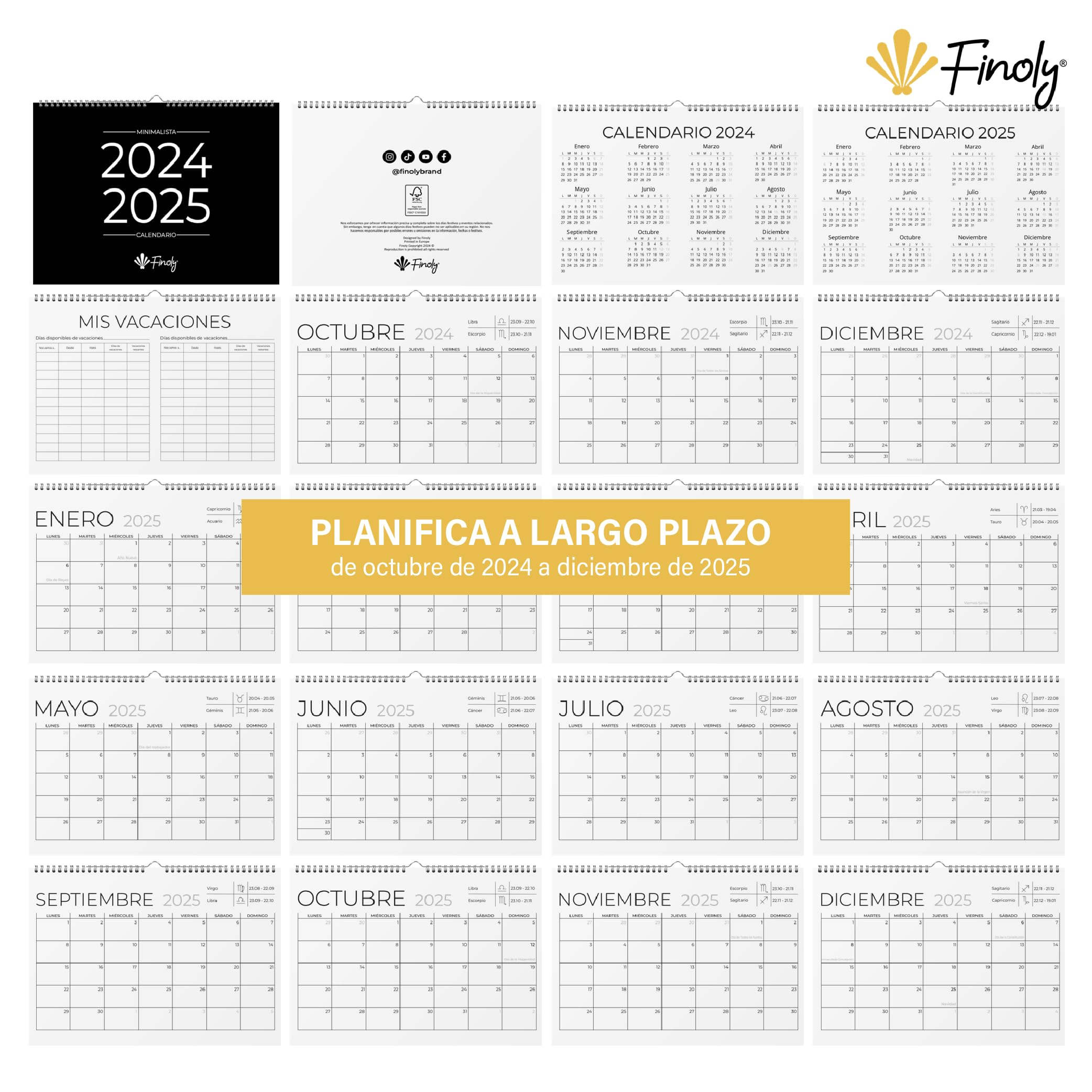 Finoly Wall Calendar 2026 January 2026 - June 2027 (18 Months), Minimalistic spanish, 30x21 cm - Image 4