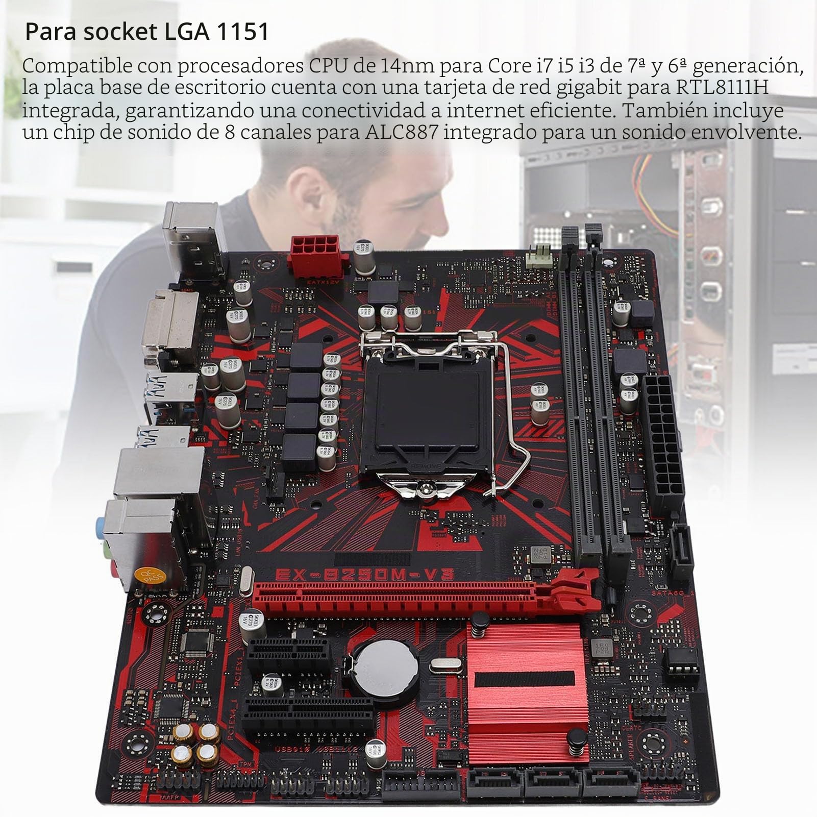 Placa Base B250M V3, M ATX, 2 Ranuras DIMM DDR4 para LGA 1151 de 7.ª y 6.ª Generación para Procesador Core I7, I5 y I3 de 14 NM, Compatible con Placa Base de Computadora con 2