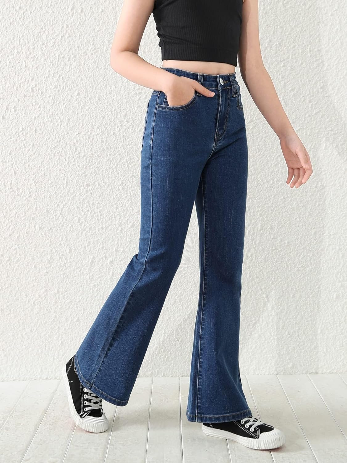 Floerns Girls Casual Denim Pants High Waist Flare Leg Jeans with Pocket - Image 5