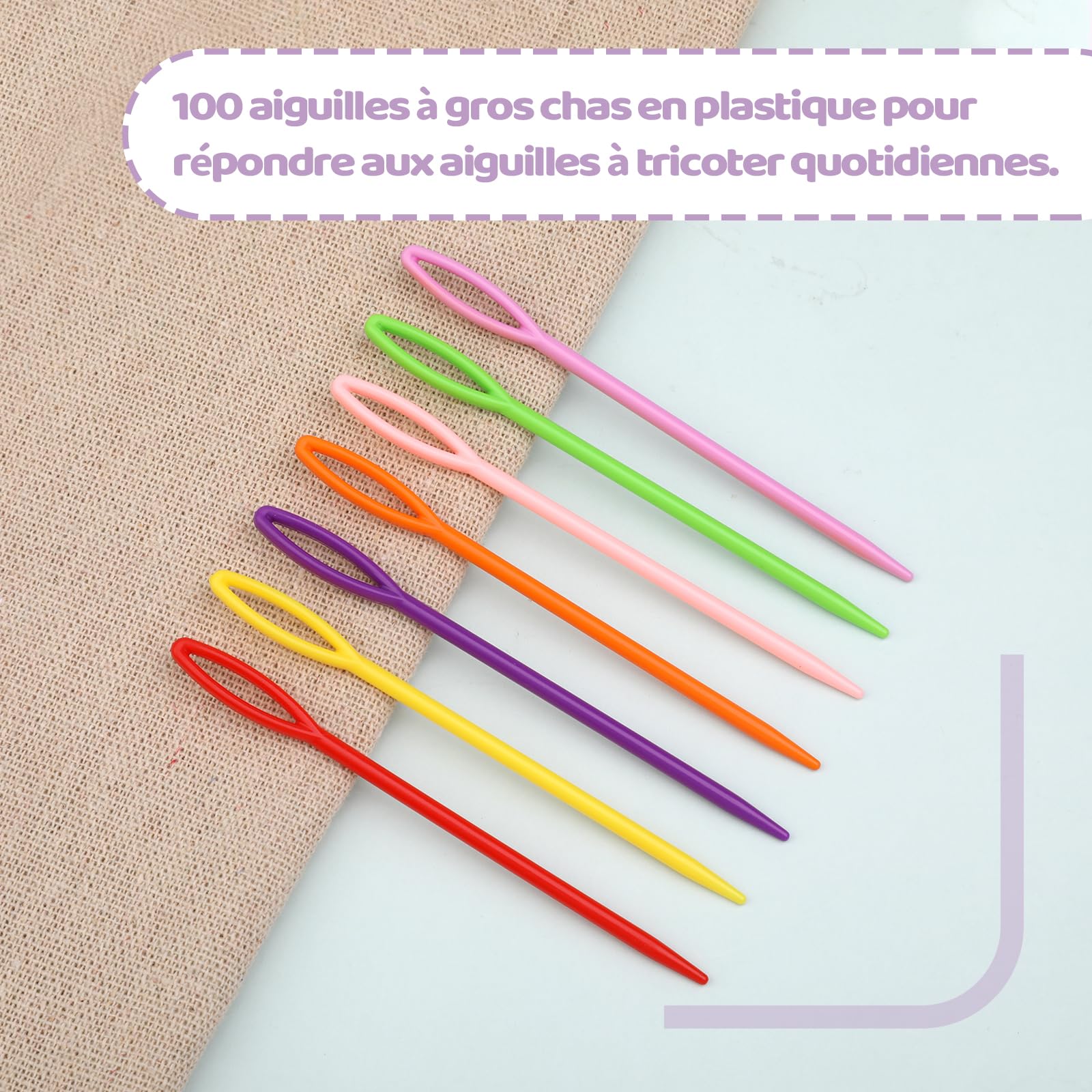 100 aghi da cucire in plastica, aghi a filo Big Eye per bambini, aghi da cucire a mano da 9 cm, aghi da cucire in plastica per cucire e fai da te