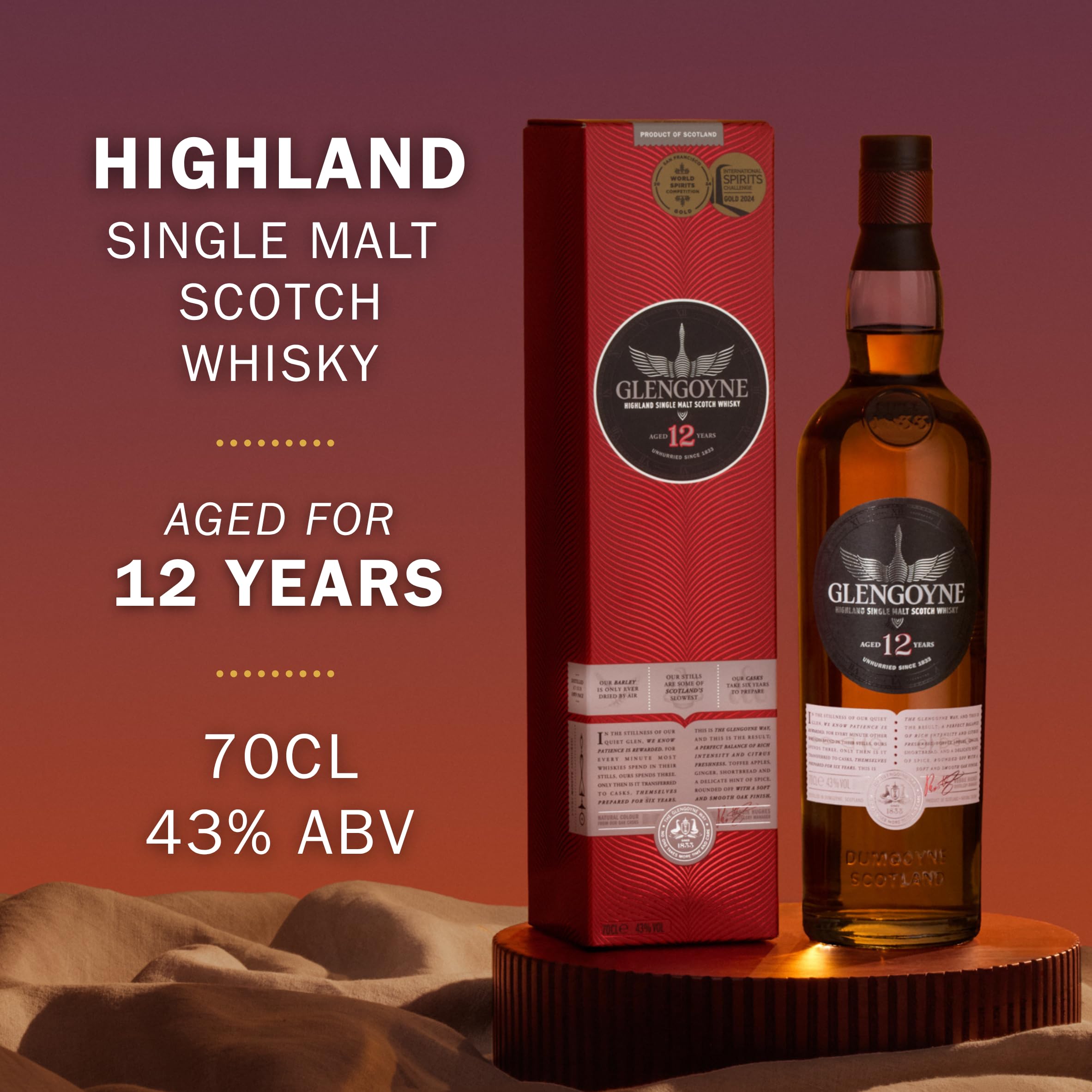 Glengoyne 12 Jahre Single Malt Scotch Whisky mit Geschenkverpackung (1 x 0,7 l)