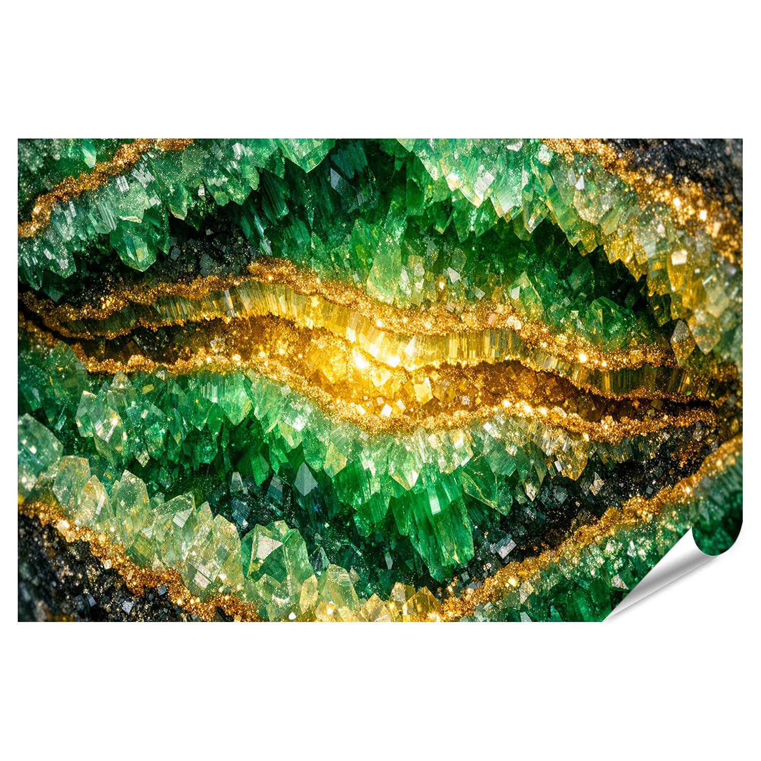 islandburner Poster de qualité supérieure - Géode verte et dorée - Texture pour décoration murale - Grand format