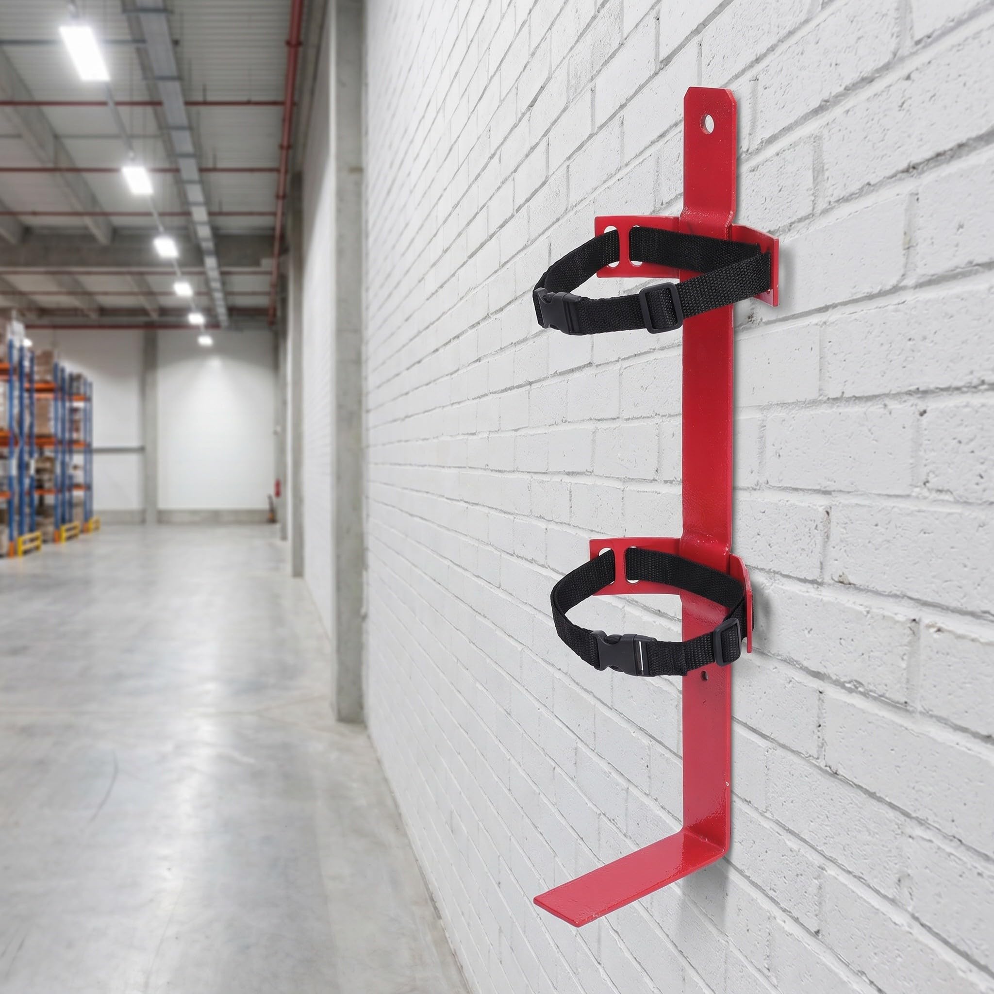 Soporte metálico para extintor: Soporte de pared para extintores de 4 a 9 kg - Resistente con correa de liberación rápida - Ajuste universal para hogar, garaje y almacén