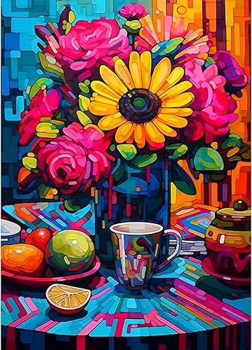 RICUVED Kits de pintura de diamantes para adultos, kits de arte de diamantes de flores, arte de pintura de diamantes redondos completos, arte de