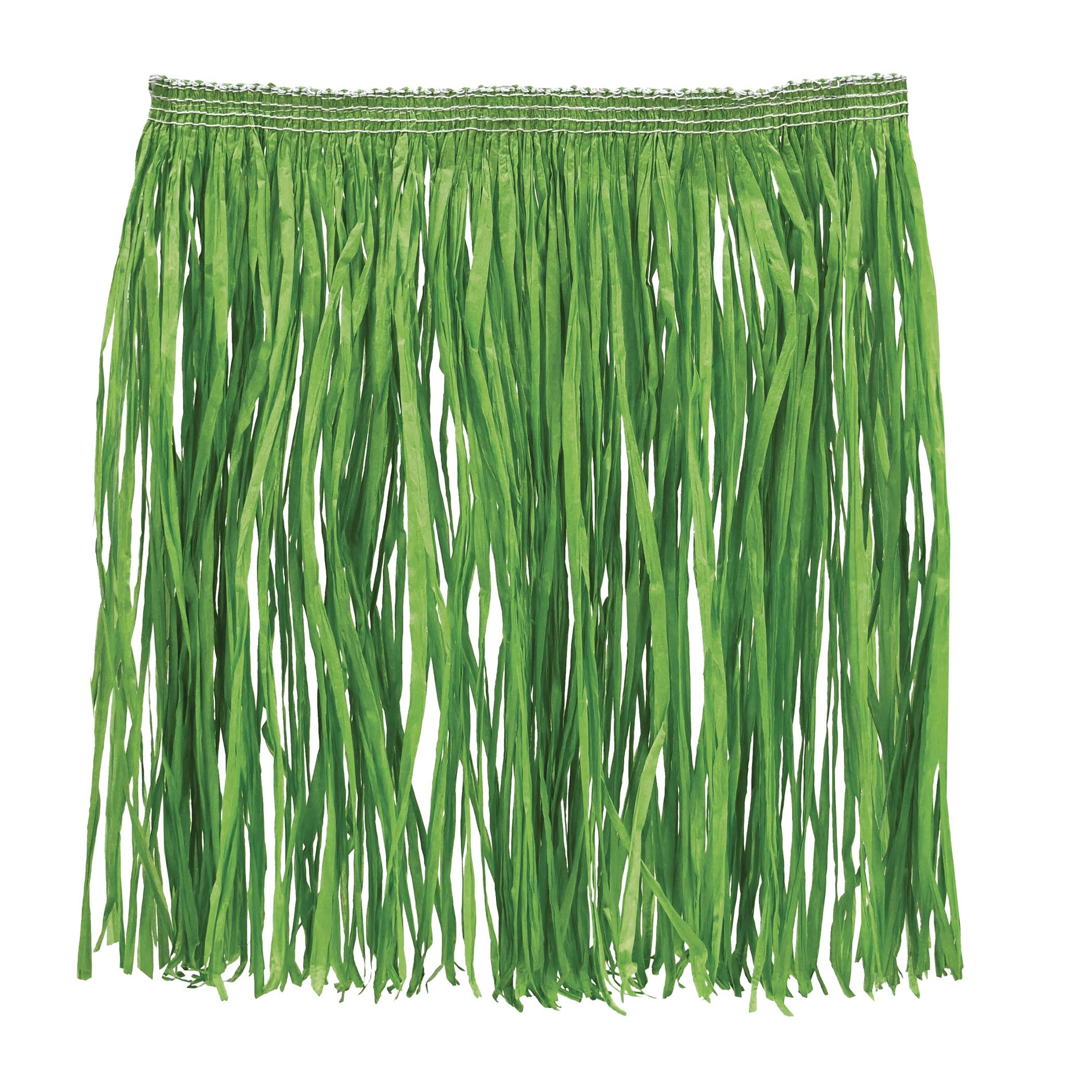 Beistle Adult Mini Hula Skirt with Elastic Waist for Hawaiian Luau, Tropical Party Supplies, Beach Dancer Costume Accessory, 36” x 16”, Green, One Size