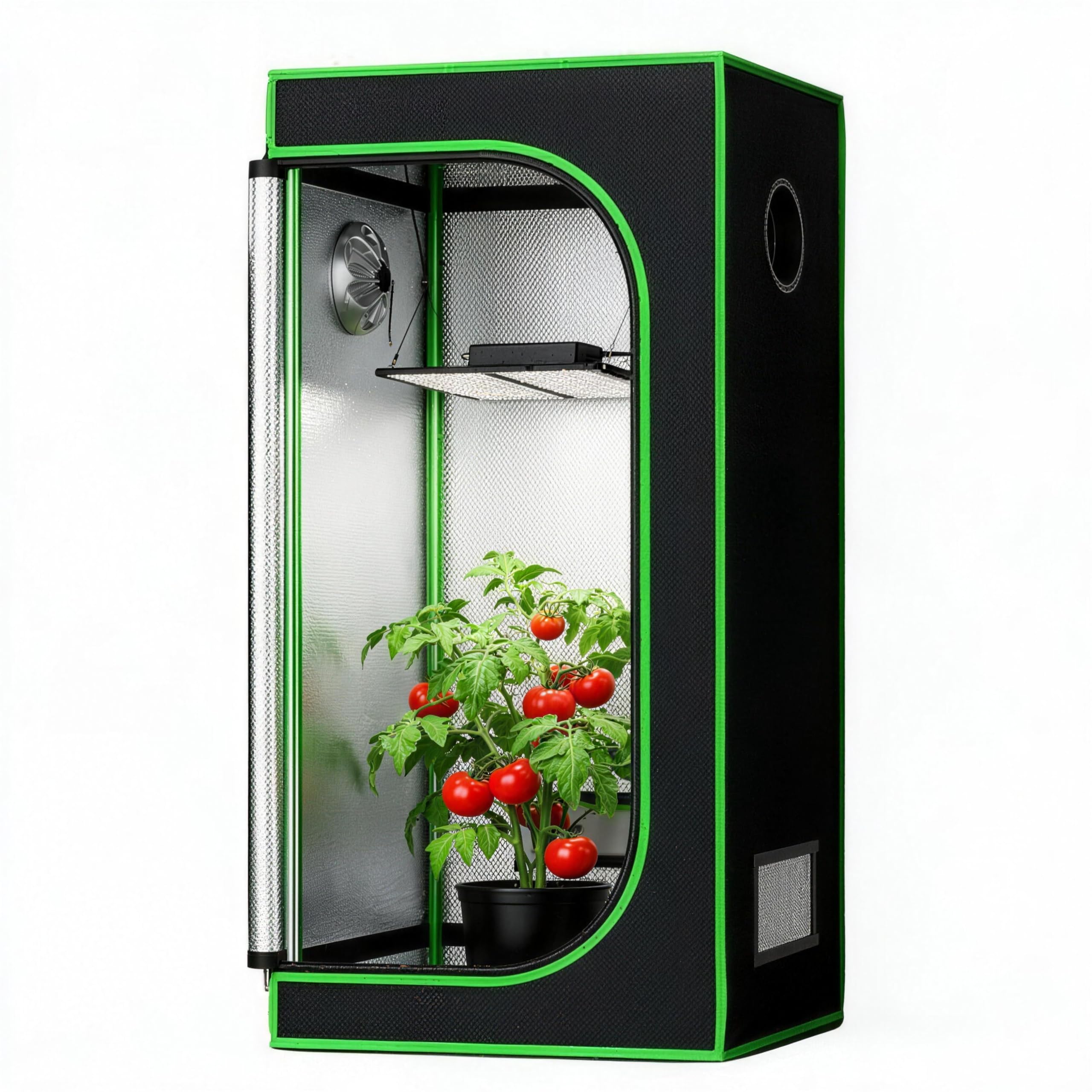 Small Grow Tent for Aerogarden，18”x18”x48” ，Hydroponics Growing System ，Highly Reflective 600D Diamond Mylar Canvas with Ventilation window and Floor Tray for Hydroponic Indoor Plant Growing