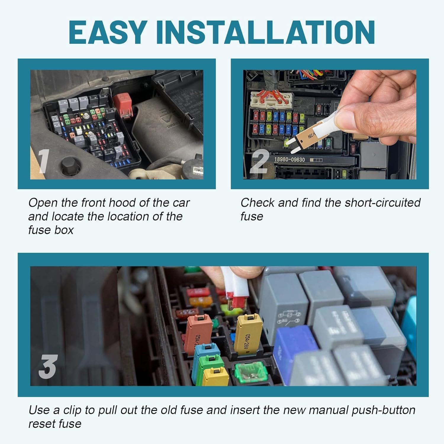 NuIth ATM Manual Reset Fuse Kit, 5A 7.5A 10A 15A 20A 25A 30A Low Profile Mini Blade Resettable Circuit Breaker Fuse DC 12V-28V for Car Truck RV Marine Electrical Diagnosis