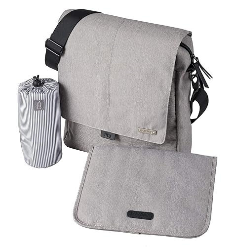 BABABING | DayTripper Lite Baby Changing Bag with Detachable Bottle Holder and Portable Mat Attachable Pram Organiser Shoulder Strap Grey Marl, Grey, Minimal