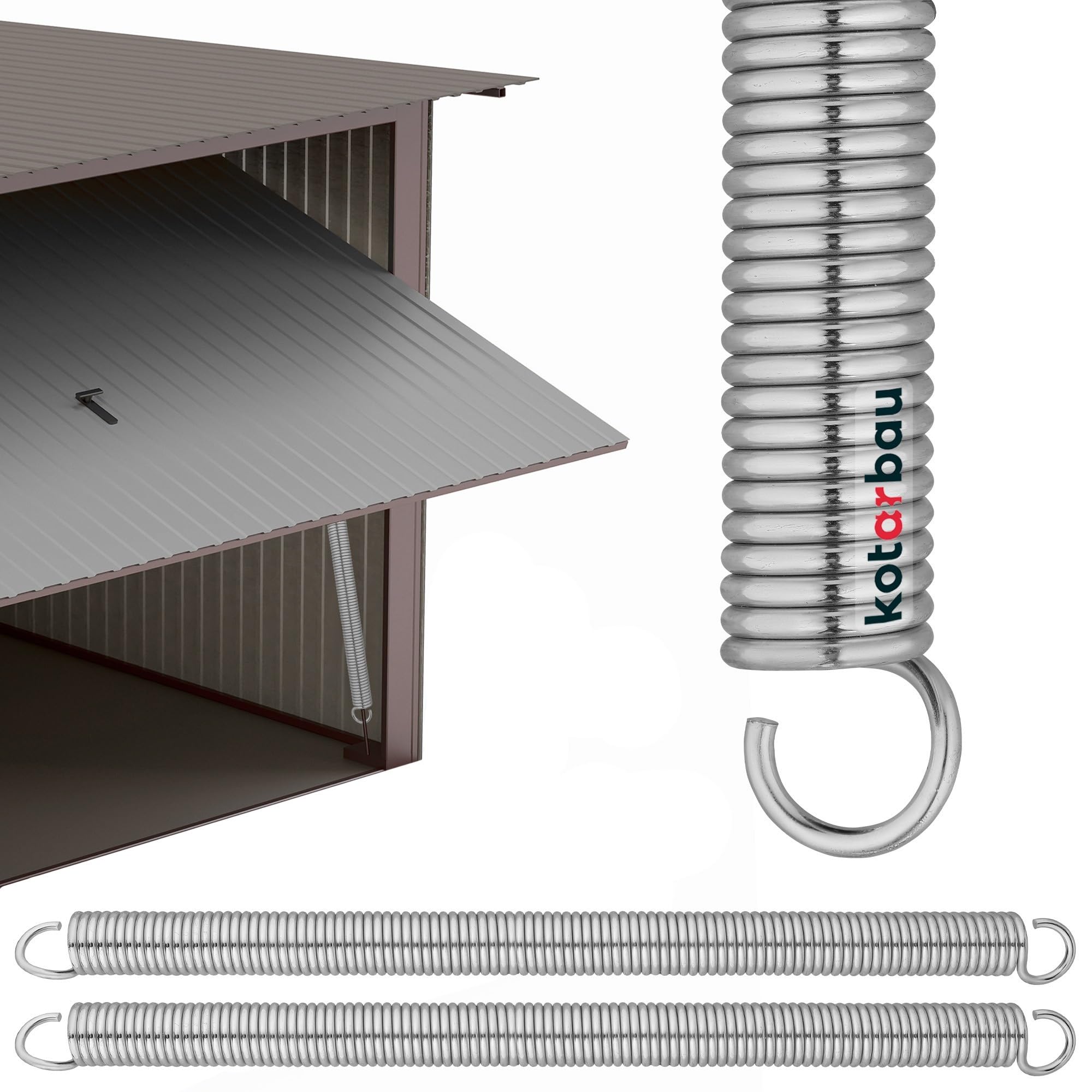 KOTARBAU® Porta del garage a molla, filo di torsione, molla, porta del garage, argento, 570 mm, Set da 2 pezzi
