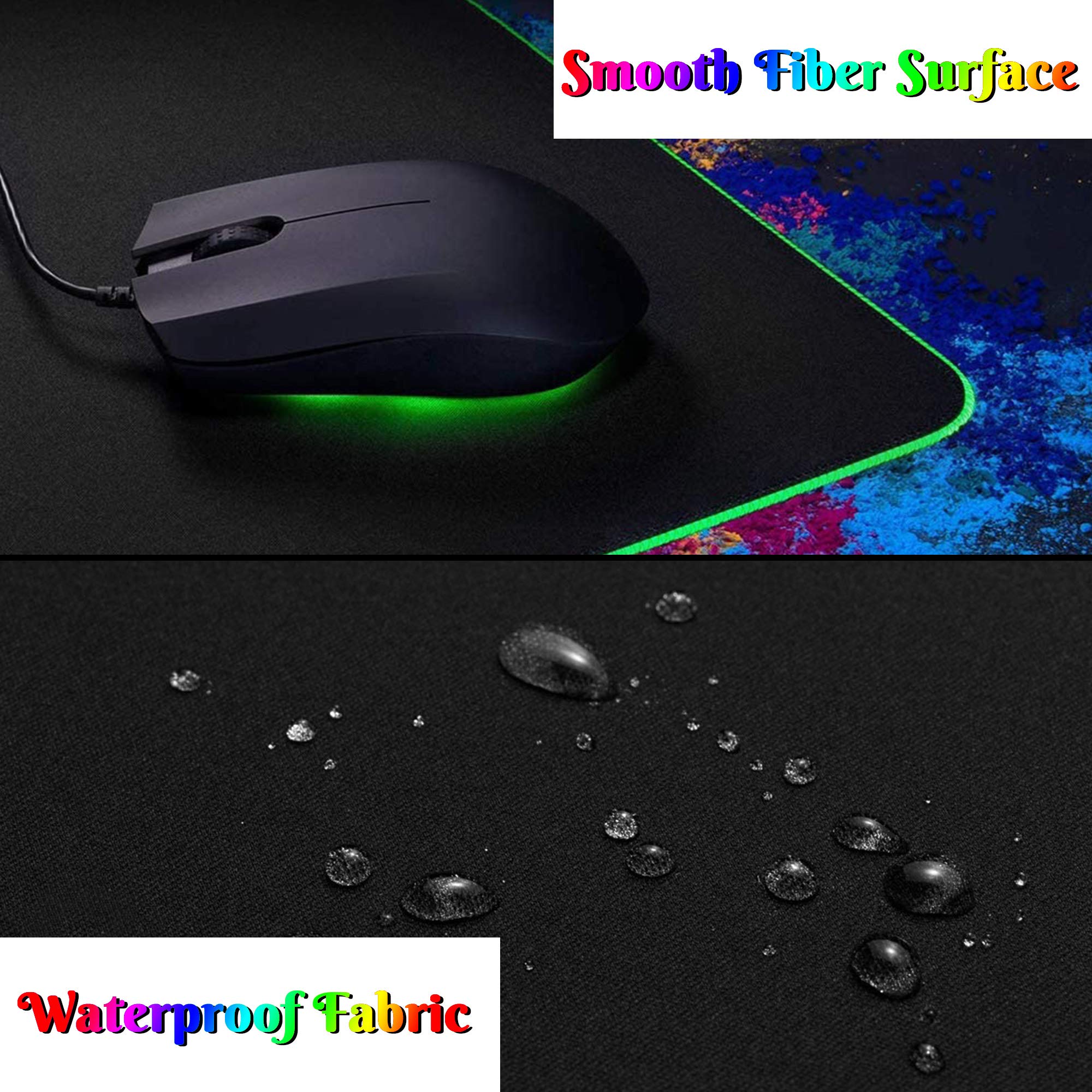 Podkładka pod mysz do gier RGB 800 x 300 x 4 mm, 900 x 400 x 4 mm, RGB LED, podkładka pod mysz XL XXL, miękka klawiatura komputerowa, podkładka pod mysz na biurko do komputera, laptopa, duże podkładki pod mysz do gier z antypoślizgową gumową podstawą, cza