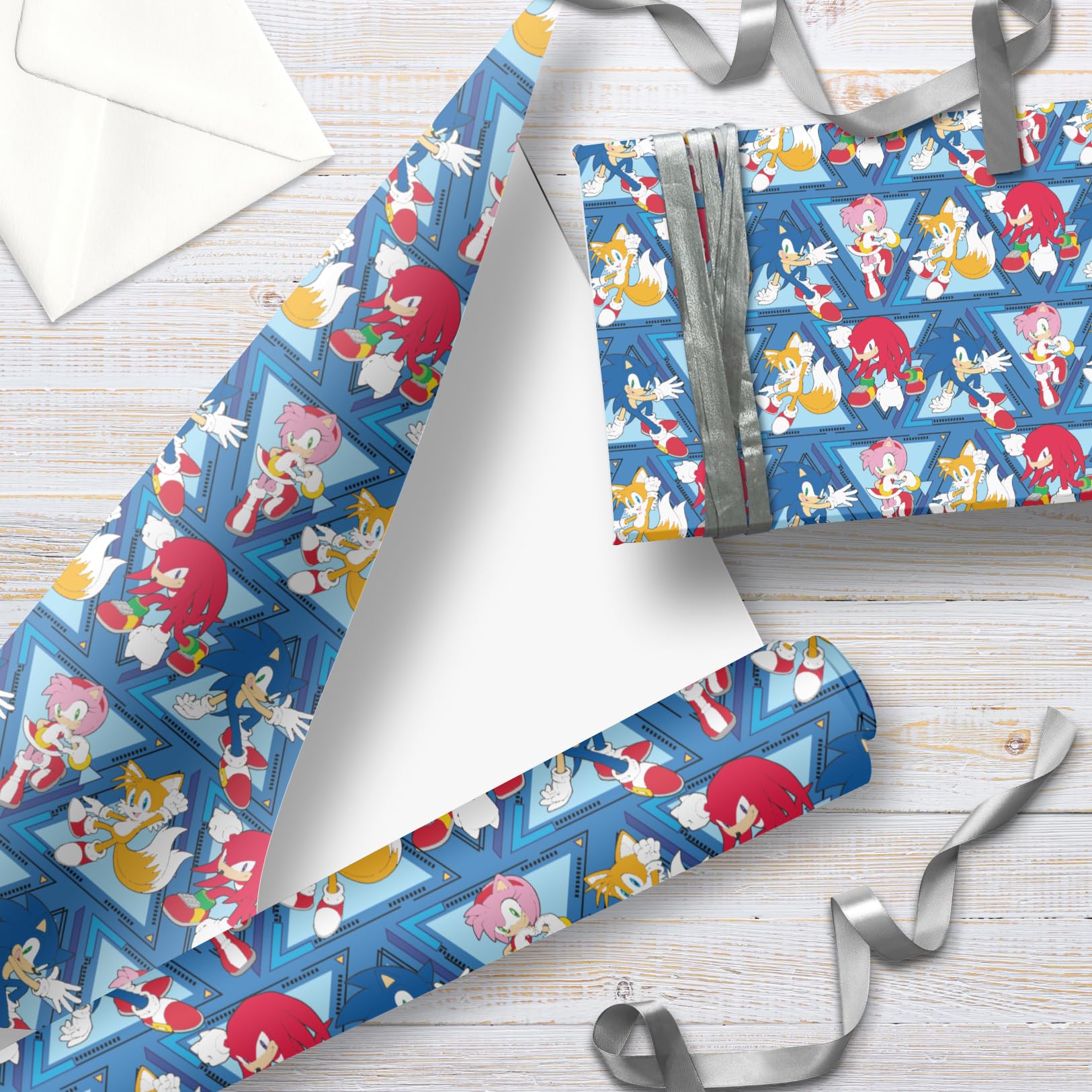 Sonic The Hedgehog 4 Metres Wrapping Paper, Gift Wrap Roll 4metres x 70cm Opened. Sonic The Hedgehog Officially Licensed Product, Responsibly Sourced, FSC Multi-Colour - Image 2