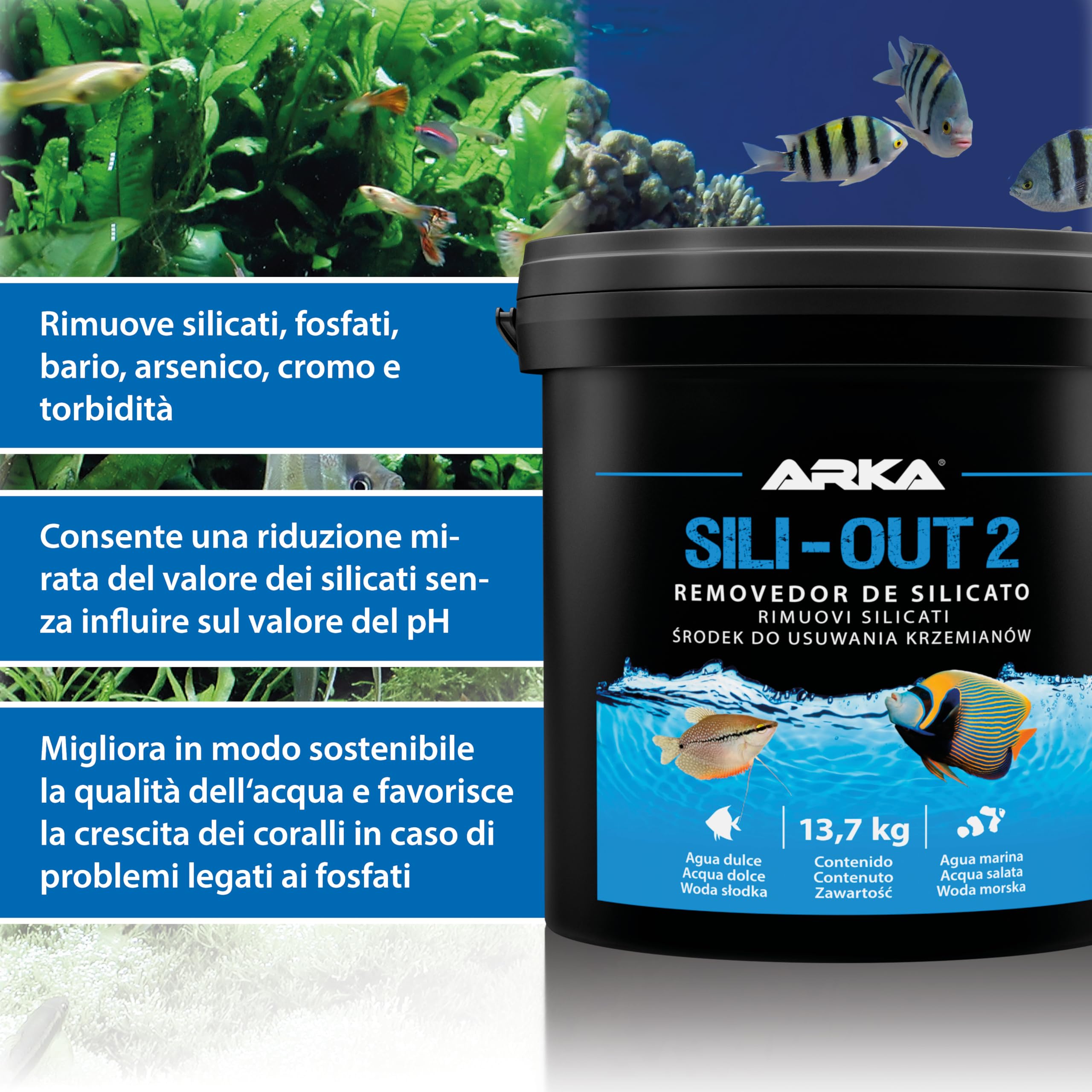 Antisilicati Acquario 5000 ml - Sili-Out 2 Granuli Diatomee | Materiale filtrante in granuli con sacchetto, lega silicati e fosfati e contrasta l'ingiallimento dell'acqua