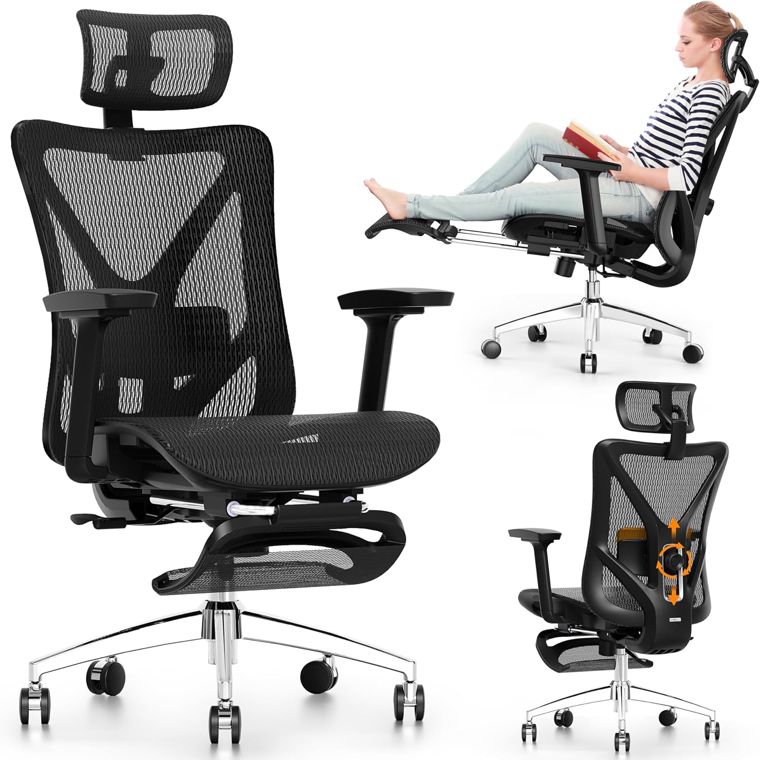 AeroRecline – Ergonomic Office Chair with Adjustable Armrests and Recline