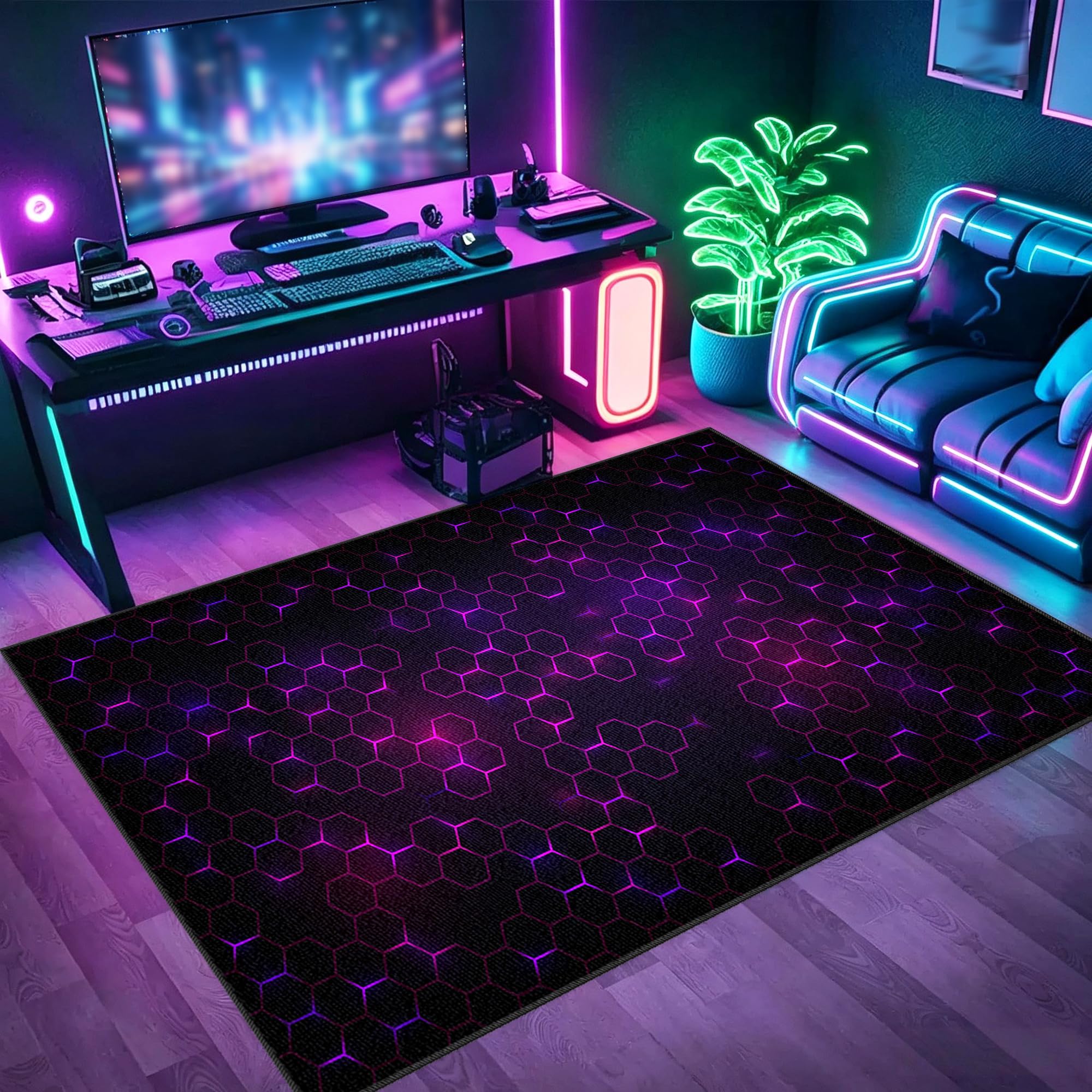 Tapis de jeu coloré et antidérapant lavable pour protéger le sol des gamers