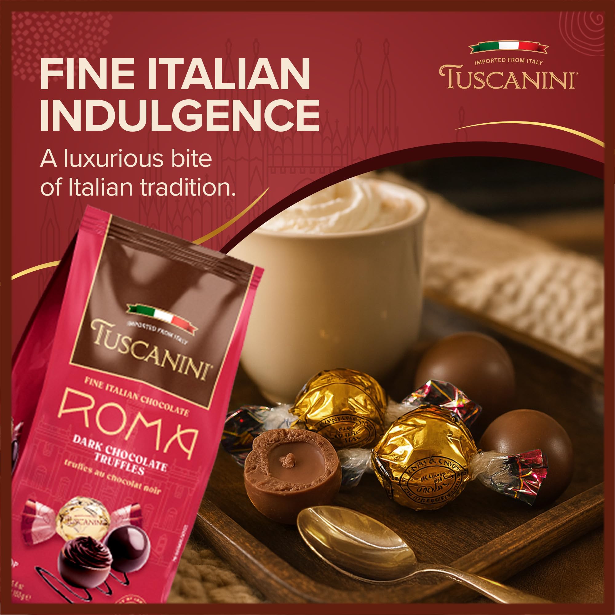 Tuscanini Fine Italian Dark Chocolate Truffles, Roma, 5.4oz (2 Pack) | Gourmet Italian | Dairy Free | Premium Gift | Perfect for Holidays & Celebrations