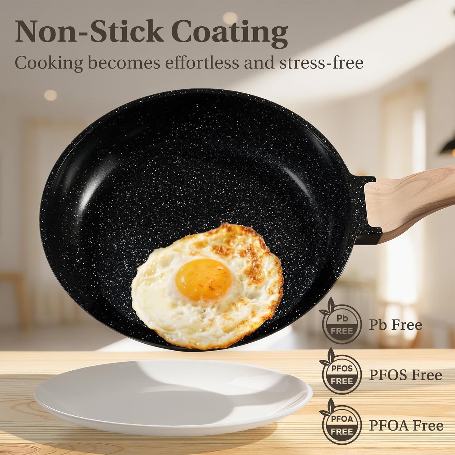 DUMOS 25 Pcs Pots and Pans Set, Nonstick Kitchen Cookware Set, Induction Cooking Sets with Stay-Cool Handles, Deep Black