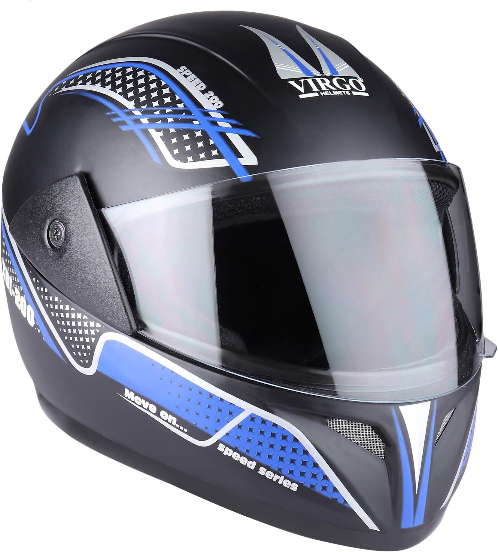 Virgo ZDi200 ISI certified Helmet Clear Blue Sticker, Black Matt