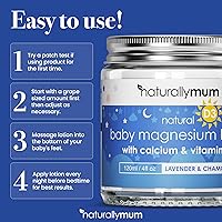 Vista 3 de NaturallyMum Loción de magnesio para bebés con calcio y vitamina D Apoyo para la salud del sueño, el corazón, los huesos, los nervios