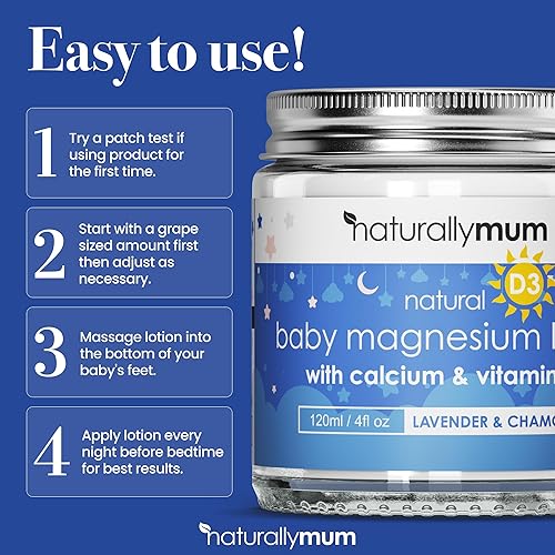 Miniatura 3 de Loción de magnesio para bebés con calcio y vitamina D  Apoyo para la salud del sueño, el corazón, los huesos, los nervios, el intestino y los