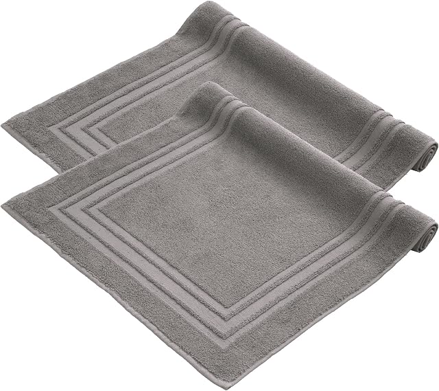 Komfortec Zestaw dywaników łazienkowych, frotte, mata prysznicowa, nadająca się do prania, mata prysznicowa, 600 g/m², 100% bawełna, chłonna i szybkoschnąca, 50 x 70 cm, antracytowa