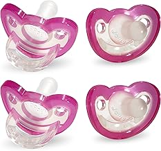 RaZbaby Jollypop Pacifier for Newborns & Up, USA Made, Natural Shaped Orthodontic Binky, Lovingly Shared in NICUs & Hospitals Worldwide, Medical-Grade 100% BPA-Free - 0-3 Months, 4 Pack - Pink