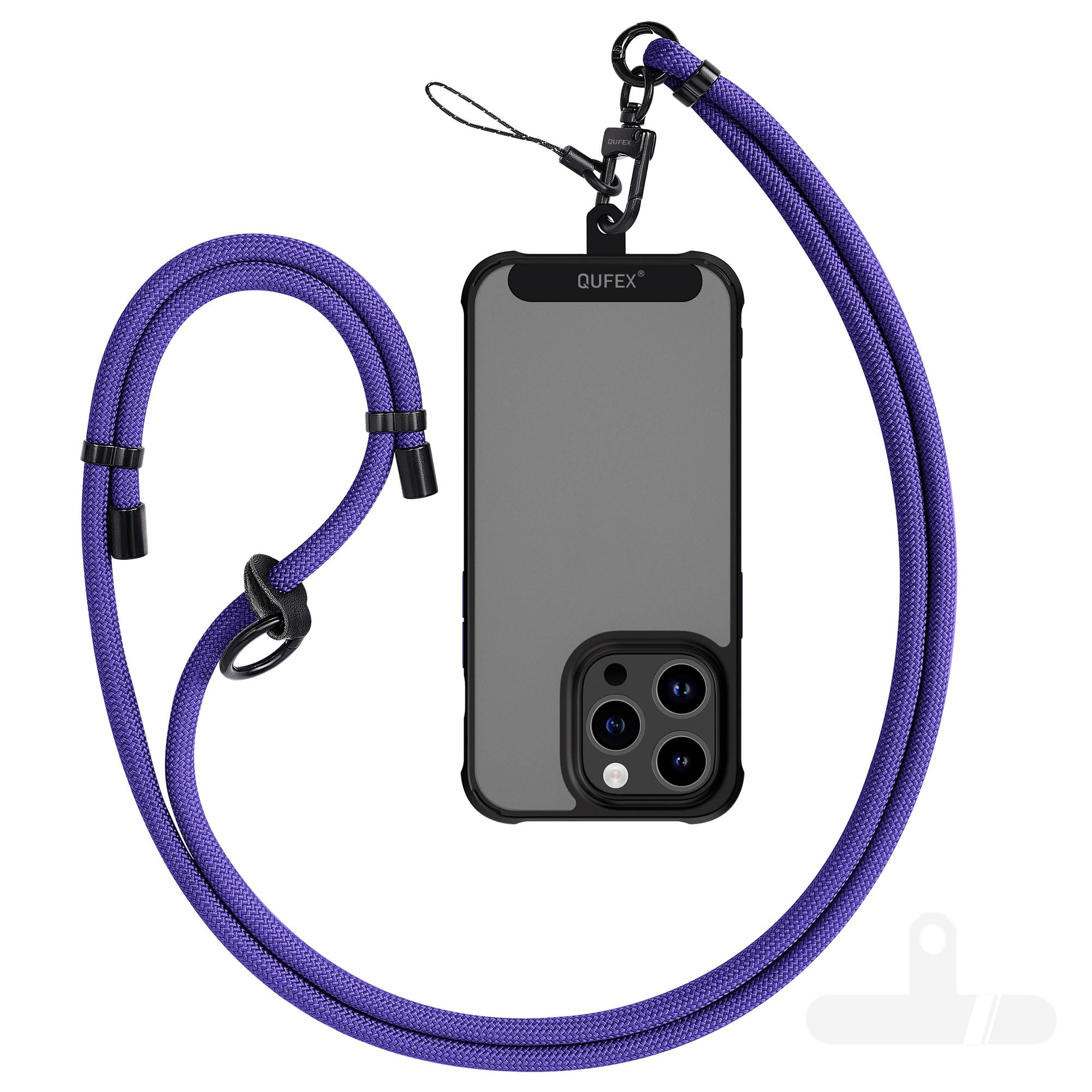 QUFEX Phone Lanyard Necklace 120cm � Universal Crossbody Strap with Detachable Hook for Smartphones, iPhone & Android � Comfortable & Hands-Free(Violet)