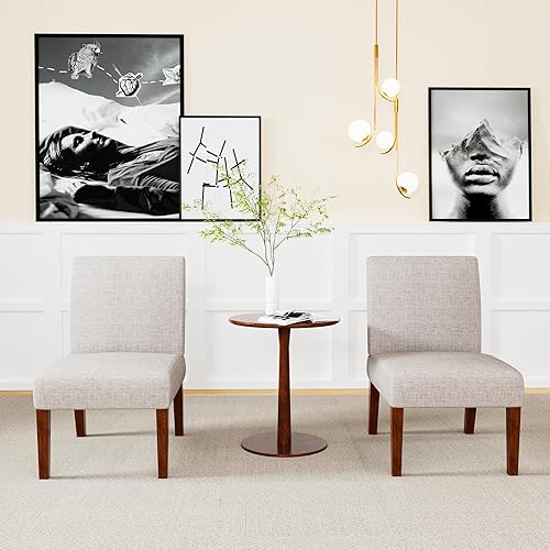Miniatura 9 de VITOVMA Juego de 2 sillas decorativas de tela cómodas sillas sin brazos silla lateral esquinera con mesa para sala de estar dormitorio oficina
