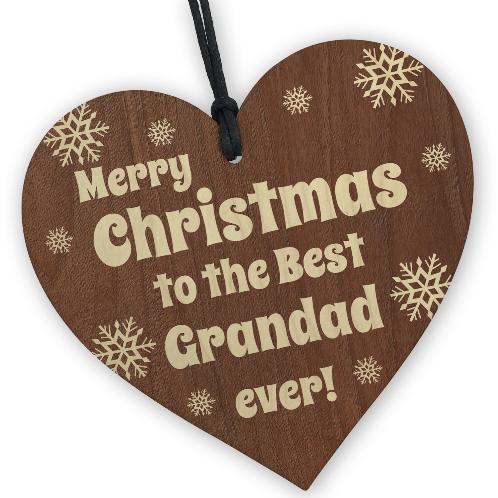 Red Ocean Grandad Christmas Wooden Plaque Gifts From Grandchildren, Grandparent Gifts From Grandson Granddaughter, Christmas Tree Decoration Gifts For Grandad