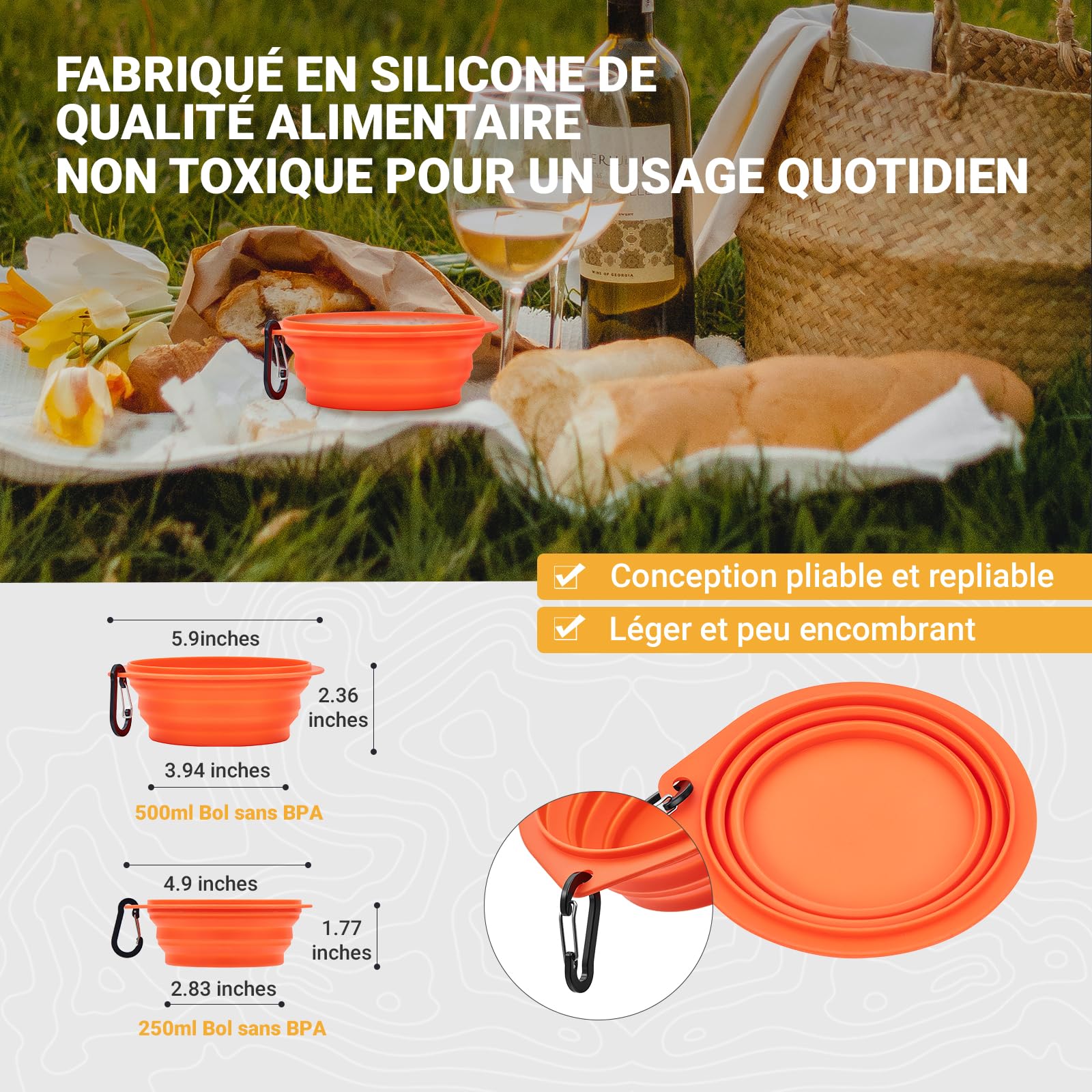 KingCamp Set de Cuisine de Camping, ustensiles de Camping ultralégers en INOX, Vaisselle Pliante pour Le Camping, idéale pour la randonnée, Les Pique-niques et la pêche