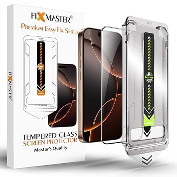 Fixmaster iPhone 12-12 Pro Compatible Ultra Clear HD Tempered Glass, Easy Fix Easy Installation Series High Quality Screen Protector