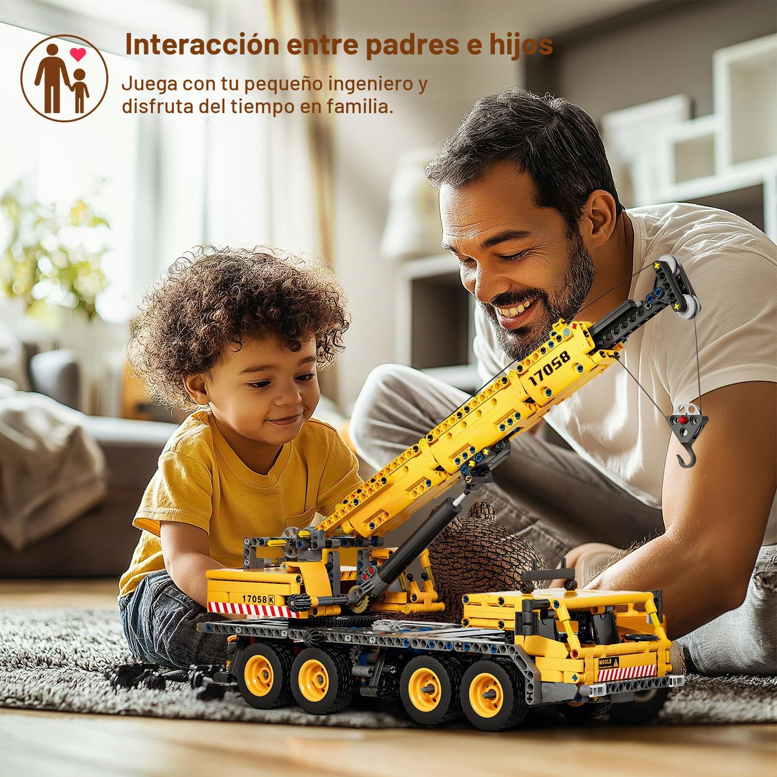 Mould King 17058 Technics Mecánico Grúa Bloques de Construcción Juguetes Versión Estática 1250 Piezas para Niños a Partir de 8 Años (Sin Motor)
