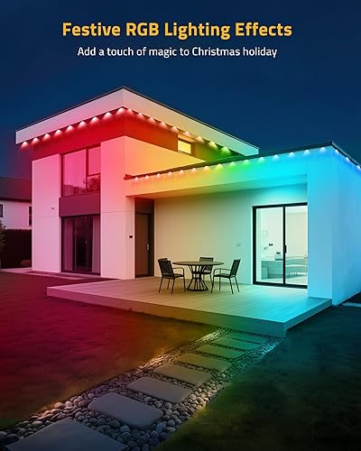 Miniatura 6 de Luces permanentes para exteriores, luces de Navidad negras inteligentes de 111 pies con control de aplicación, iluminación de aleros de eternidad