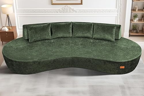 Homguava Sofá modular modular de 104 pulgadas, sofá moderno curvo con espuma viscoelástica, sofá nube de asiento profundo con 4 almohadas, sofás