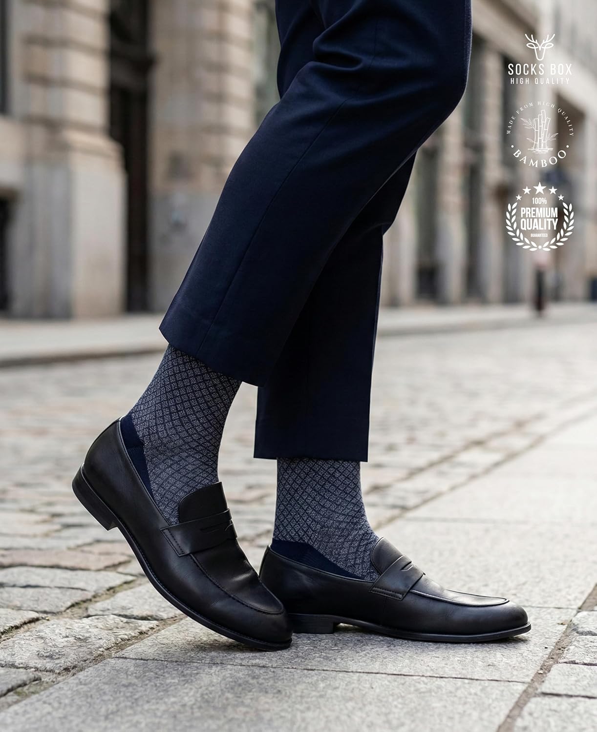 Mens Dress Socks, Premium Bamboo Rayon Socks for Men, Patterned, Elegant Design, 5/10 Pack, Gift Box - Image 3