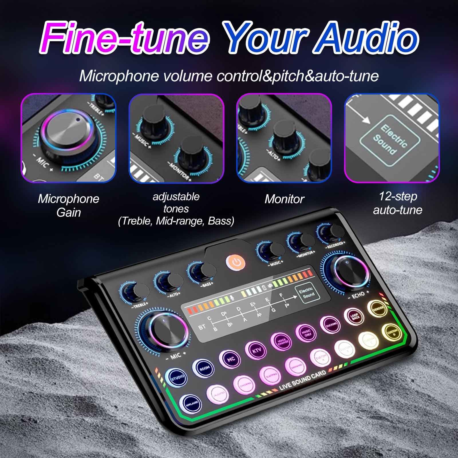 Podcast Equipment Set, Audio Interface with Podcast Microphone for Smartphone and PC, All in One DJ Mixer Ready to Use Perfect for Streaming, Singing, YouTube and Gaming