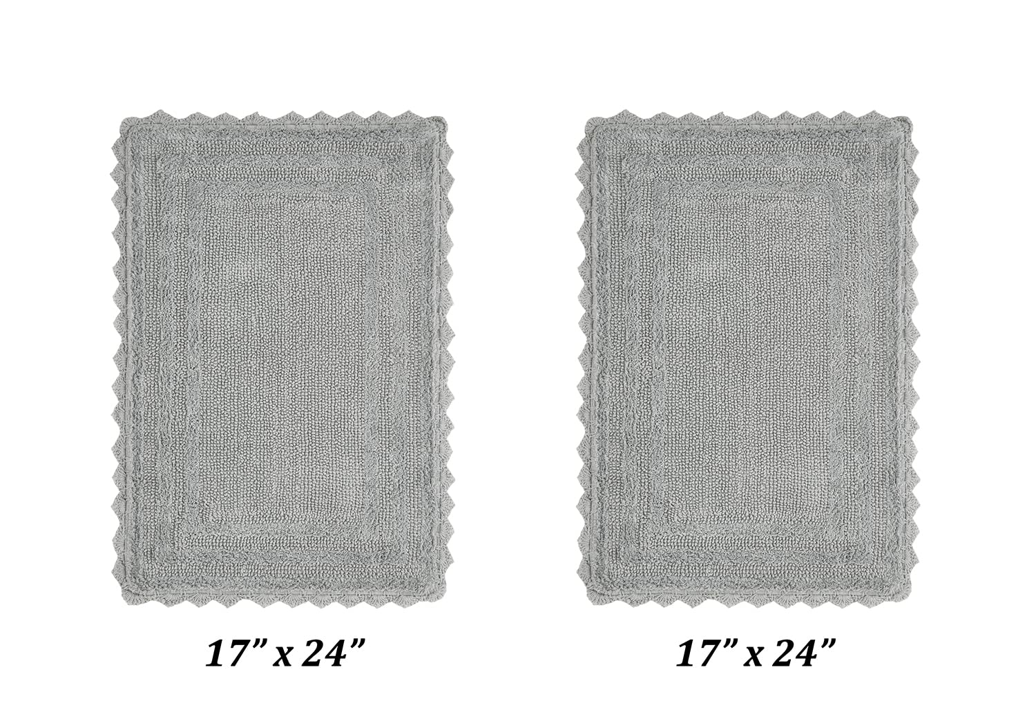 Better Trends Lilly Crochet Collection - Juego de 2 alfombras de baño 100% algodón (17 x 24 pulgadas | 17 x 24 pulgadas) en color gris